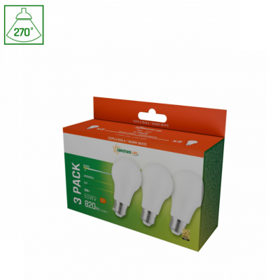 Żarówka LED 3szt.  E27 9W WW biała ciepła Spectrum Led (WOJ+14610_3PACK)